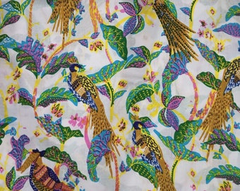 Katoenen stof met vogelprint op maat gesneden: met de hand bedrukt Indiaas katoen