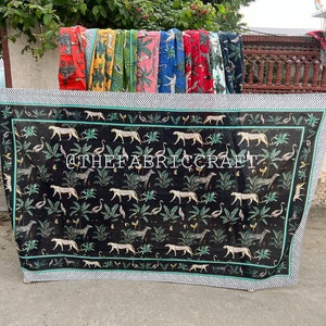 Jungle Safari Hand Block Printed Cotton Sarong, Beach Wrap Pareo, Long Scarf, Large Sarong, Cover up, Beach Sarong