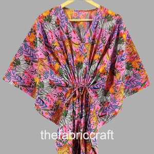 Cotton Caftan, Indian Jungle Print Kaftan, Long Caftan, Dress For to be Moms, Beach Cover up, Sleepwear, Maxi Dress, Gift For Her