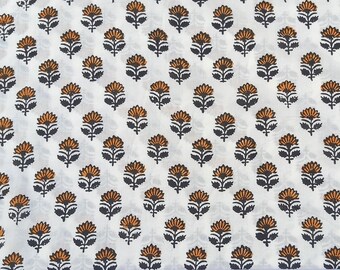 Indian Block Print Cotton Fabric: Floral Sewing Material