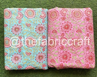 Floral Print Cotton Fabric: Hand Block Printed Sewing Material