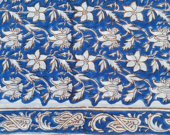 Floral Block Print Cotton Fabric: Handmade Indian Fabric By The Yard