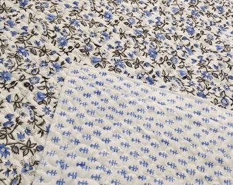 Edredón de algodón con estampado a mano, edredón individual, edredón reversible, edredón con estampado floral, edredón tamaño king, edredón hecho a mano