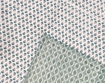 Hand Block Print Cotton Quilt: Reversible Floral Bedspread