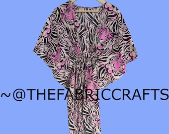 Tiger Print Cotton Kaftan: Indian Maxi Dress Nightwear