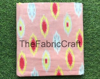 Cotton Ikat Fabric By The Yard: Hand Block Printed Upholstery Fabric