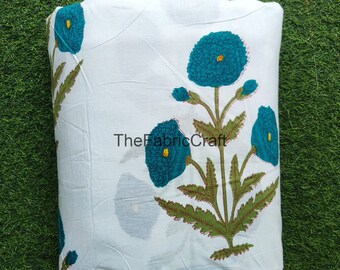 Mughal Floral Cotton Fabric: Indian Hand Block Print Sewing Quilting