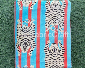 Tela de terciopelo india hecha a mano, tela con estampado de tigre cortada a medida, tela para costura, tela para tapicería, tela para confección de ropa, tela para decoración del hogar