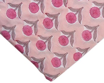 Floral Print Cotton Fabric: Indian Block Print Sewing Material