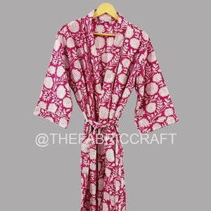 New Floral Print Block Print Cotton Kimono Robe, Indian Kimono, Japanese Kimono, Beach Cover Up, Nightwear Dress, Bridesmaid Gift & Gown