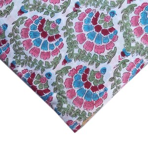 Floral Print Cotton Fabric, Handmade Fabric, Fabric By The Yard, Hand Block Print Fabric, Soft Cotton Fabric