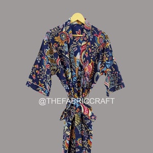 Handmade Kimono, Beach Cover Up, Dressing Gown, Indian Soft Cotton Kimono, Bath Robe, Bridal Robe