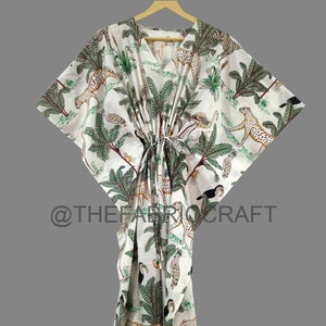 New Jungle Print Kaftan Dress, Maxi Dress, Caftan For Women&#39;s, Nightwear Dress, Beach Cover Up, Bridesmaid Gown, Bridesmaid Gift