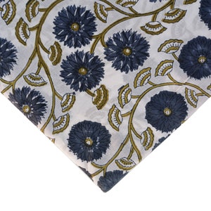Indian Hand Block Print Cotton Fabric By The Yard, Floral Print Soft Cotton Fabric, Handmade Fabric, Sewing Fabric, Dressmaking Fabric
