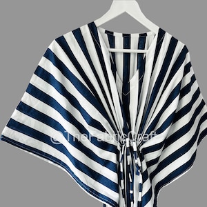 Striped Cotton Kaftan: Indian Maxi Dress, Beach Cover-Up