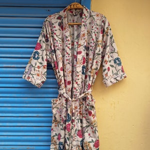 Floral Print Kimono Robe, Cotton Kimono, Bridal Robe, Getting Ready Robe, Kimono For Women, Beachwear, Nightwear