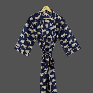New Tiger Print kimono Robe, Blue Kimono, Japanese Kimono, Indian Kimono, Dress For to be Moms, Kimono For Women&#39;s, Tiger Print Kimono