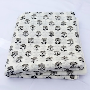 Indian Hand Block Print Cotton Fabric, Floral Print Fabric, Handmade Fabric, Sewing Fabric By The Yard, Dressmaking Fabric, Printed Fabric