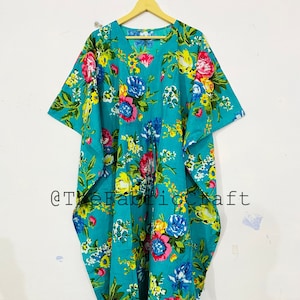 Cotton Kaftan, Indian Floral Kaftan, Long Caftan,Dress For to be Moms, Beach Cover up, Sleepwear, Indian Kaftan, Maxi Dress,Bikini Cover Up