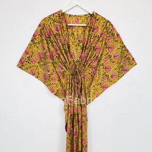 Floral Block Print Cotton Kaftan Dress: Indian Bridesmaid Gown