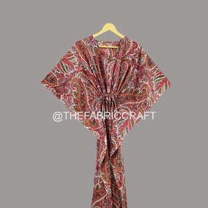 Cotton Paisley Print Kaftan Dress: Women&#39;s Lounge Wear