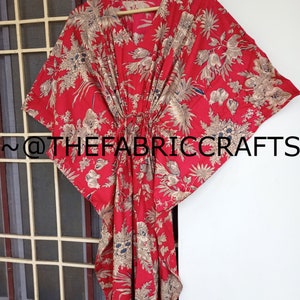 Caftán de algodón, caftán con estampado floral, caftán largo, pareo de playa, vestido largo, vestido informal, vestido bohemio, ropa de dormir, regalo para ella