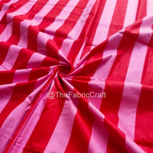 Beautiful Red Striped Fabric, Soft Cotton Light Weight Fabric, Sewing Fabric By The Yard, Quilting Fabric, Fashion Fabric