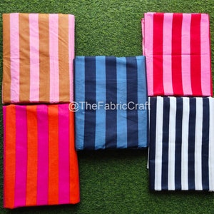 Striped Cotton Fabric: Indian Hand Block Print, Soft Cotton By The Yard