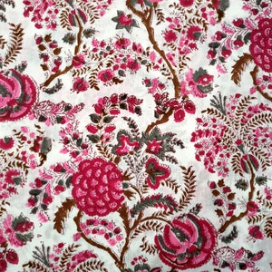 Beautiful Pink Floral Print Block Print Fabric Indian - Etsy