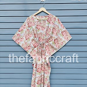 New Floral Print Kaftan, Indian Handmade Soft Cotton Caftan, Nightwear Gown, Bridal Party Dress, Gift For Her