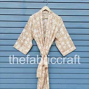 Floral Print Cotton Kimono Dress, Wedding Robe, Sleepwear, Japanese Kimono, Indian Kimono Robe, Bath Robe, Beach Cover Ups, Nightwear