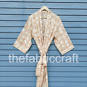 100% Soft Cotton Kimono Robe, Indian Handmade Long Dressing Gown, Womens Clothing, Nightwear Kimono, Bridesmaid Robe
