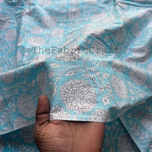 Floral Print Soft Cotton Fabric, Indian Block Print Fabric By The Yard, Fabric for Sewing, Crafting, Upholstery