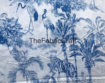 Tiger & Duck Baum Print Baumwollstoff: Indisches Handgenähtes Material