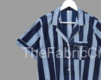 Pj Shorts Set aus Baumwolle mit Blockprint, gestreifte Lounge Wear