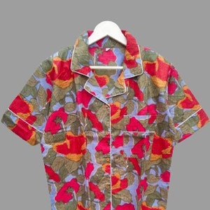 Floral Block Print Cotton Pajama Set: Indian Sleepwear Loungewear