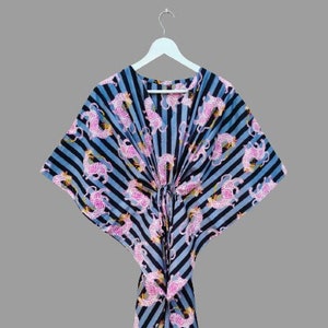 New Animal Print Kaftan, 100% Handmade Cotton Caftan, Nightwear Dress, Beach Cover Up, Women&#39;s Clothing, Gift For Her