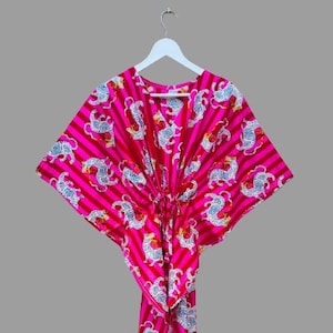 Indian Animal Printed Caftan, Soft Cotton Light Weight Kaftan Dress, Beach Cover Up, Dress For to be Moms, Bridesmaid Gown