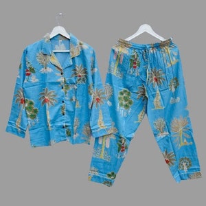 Tree Print Cotton Pajama Set: Indian Soft Cotton PJs