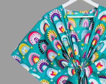 Caftán de algodón con estampado floral en bloques, vestido de maternidad