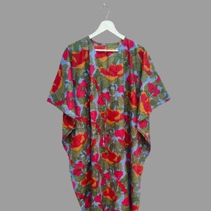 Indian Floral Printed Kaftan Dress, Maxi Dress, Maternity Caftan, Nightwear Dress, Long & Plus Size Kaftans, Gift For Her