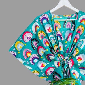 Caftano lungo in morbido cotone, caftano con stampa indiana a blocchi, abito da sera, caftano indiano, caftano in cotone floreale, poncho, abito premaman, regali per lei