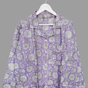 Hand Block Print Cotton Pajama Set: Floral Night Suit