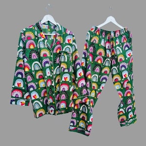 Hand Block Print Women&#39;s Pyjamas/ Cotton Pyjamas Set / Handmade Indian Pajamas / Bridesmaid Gifts