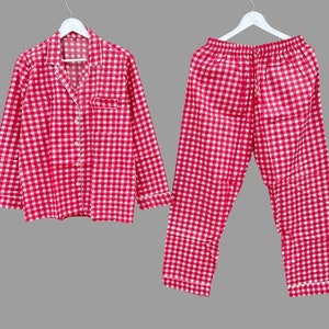 100% Cotton Pajama Set, Hand Block Printed Pj Set, Indian Handmade Night Suit, Sleepwear, Bridesmaid Gift For Her