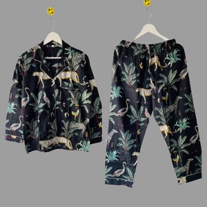 Ensemble de pyjama à tenue de nuit confortable Ensemble de pyjama long à imprimé animalier, cadeaux de demoiselle d&#39;honneur, robe de pyjama de demoiselle d&#39;honneur en coton douce et confortable