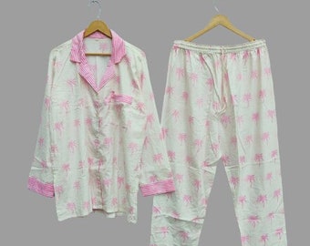 Block Print Cotton Pajama Set: Indian Night Suit, Bridesmaid PJs