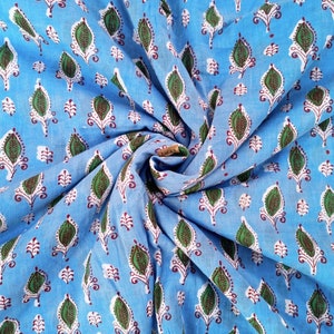Beautiful New Hand Block Print Fabric, Sewing Fabric By The Yard, Dressmaking Fabric, Floral Print Fabric, Quilting Fabric