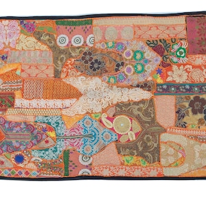 Indian Sari Patchwork Wall Tapestry, Indian Wall Hanging Decor, Bohemian Wall Decor, Vintage Wall Hanging