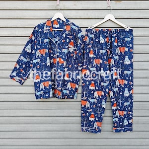 Cotton Pajama Set for Women, Soft & Cozy Sleepwear, Cute PJs with Shorts And Long Sleeves, Perfect Gift for Her, Indian Soft Cotton Pajama